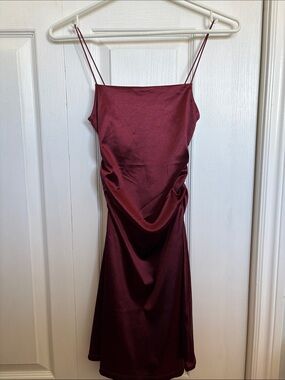 Never worn Elegant Burgundy Thick Satin Slip Dress